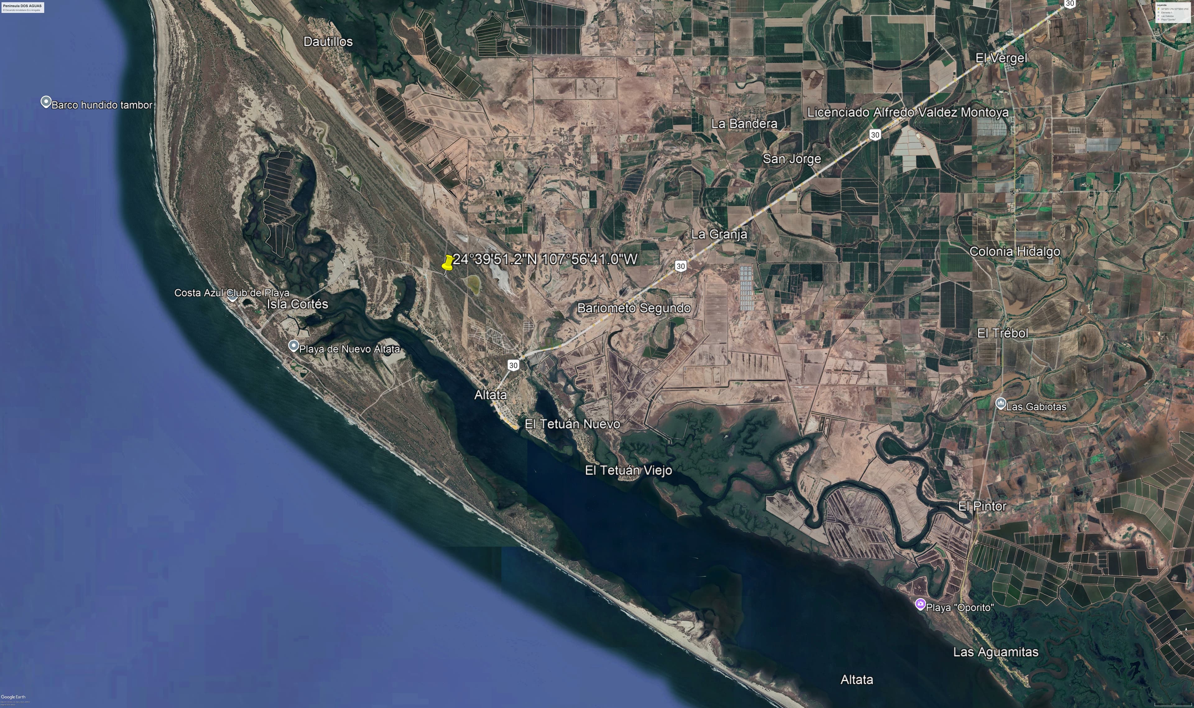 Mapa Satelital Ubicación Península Dos Aguas